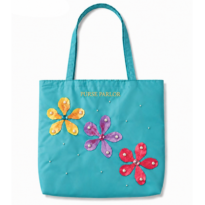 Garden Bloom Satin Tote Bag