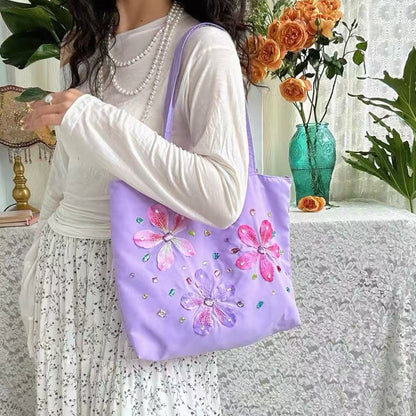 Lavender Blossom Satin Tote Bag