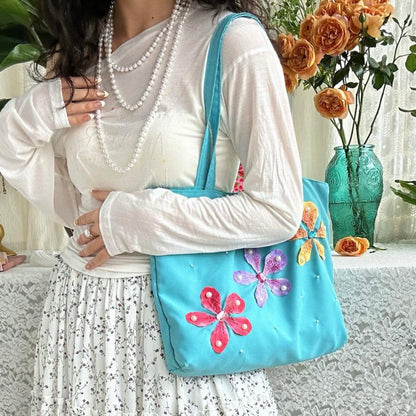 Garden Bloom Satin Tote Bag