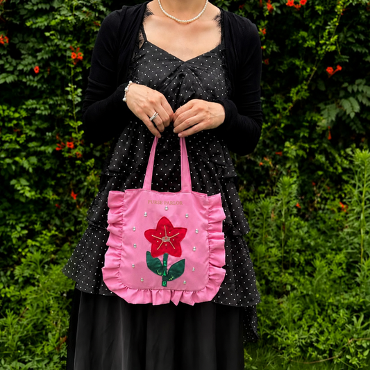 3D Flower Ruffle Tote Bag