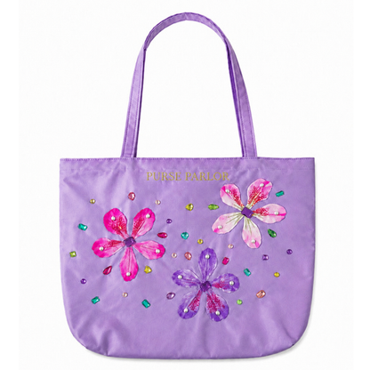 Lavender Blossom Satin Tote Bag