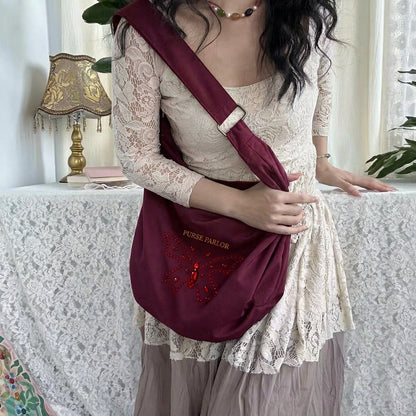 Butterfly Hobo Bag – Burgundy