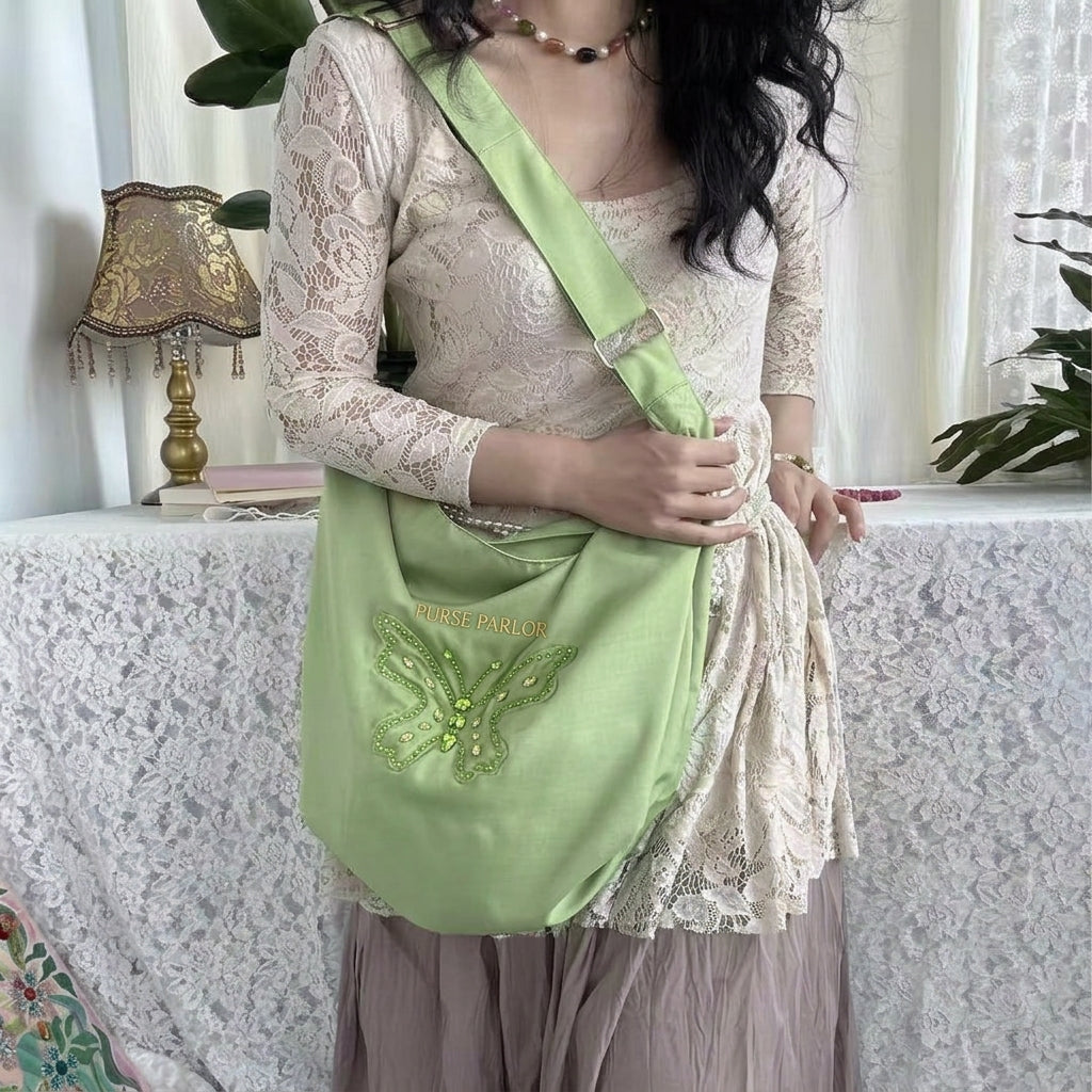 Butterfly Hobo Bag – Sage Green