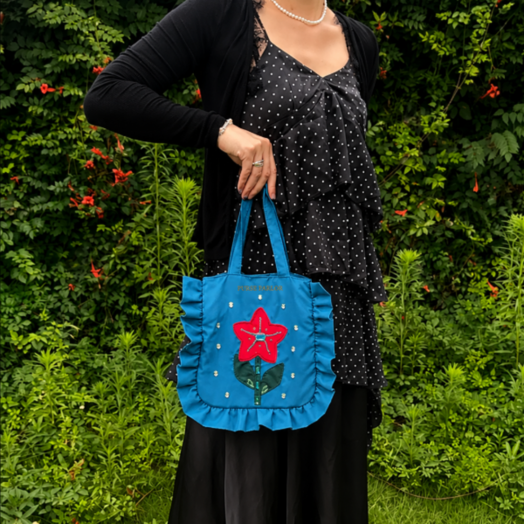 3D Flower Ruffle Tote Bag
