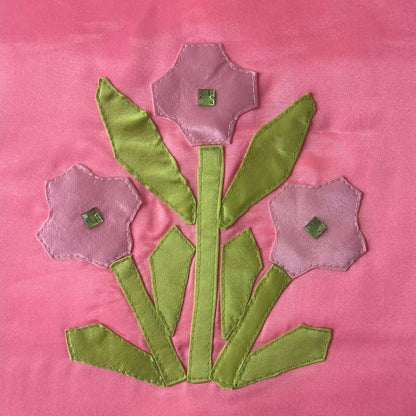 Pink Garden Flower Satin Tote Bag