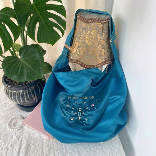 Butterfly Hobo Bag – Teal Blue