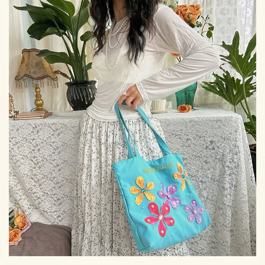 Garden Bloom Satin Tote Bag