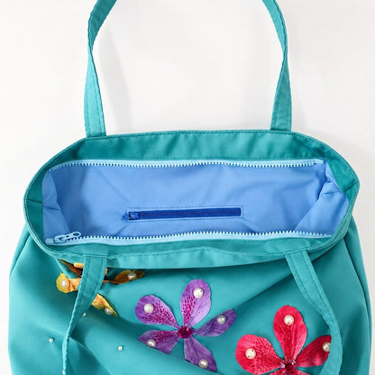 Garden Bloom Satin Tote Bag