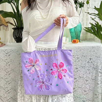 Lavender Blossom Satin Tote Bag