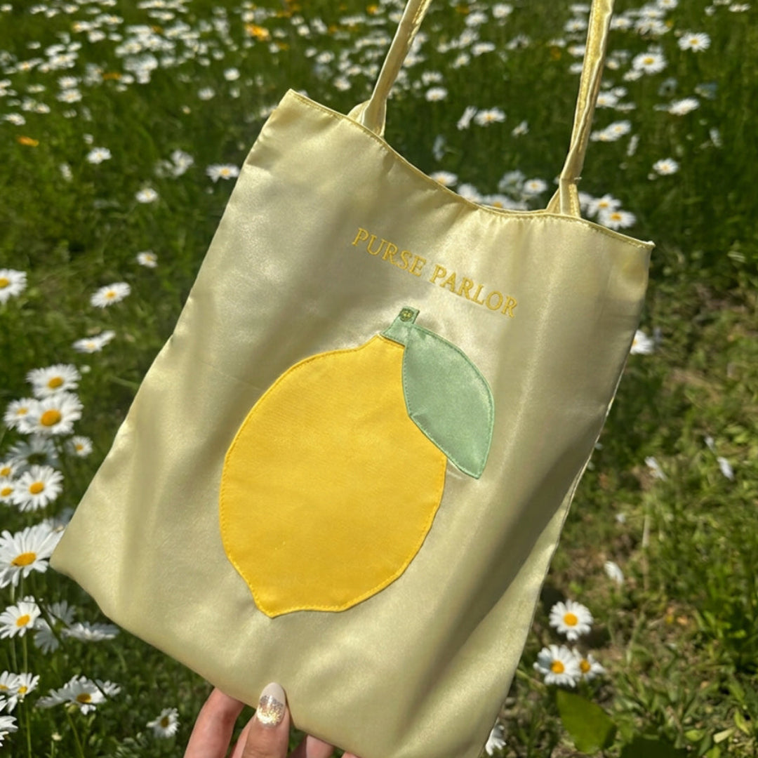 Lemon Garden Satin Tote Bag